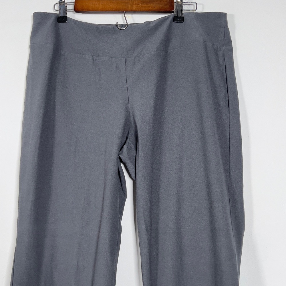 Eileen Fisher Straight Leg Pull On Pants Women XL Gray Crepe High Rise Stretch - Picture 2 of 9